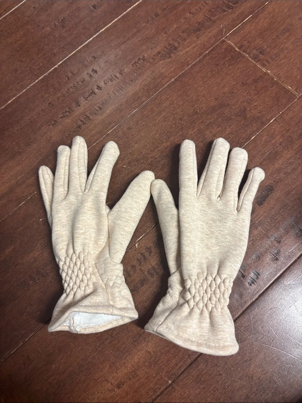 Women's Cream Knit Winter Gloves